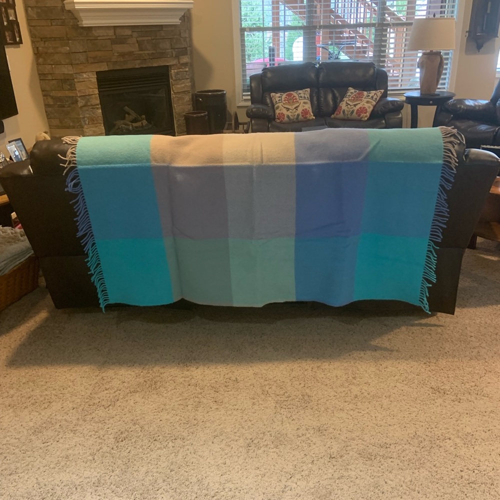 Gagalis Greece Vintage Wool Throw Pastel Plaid Fringed - Picture 7 of 10